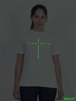 White Cotton Terminator Glow in Dark Women T-shirt