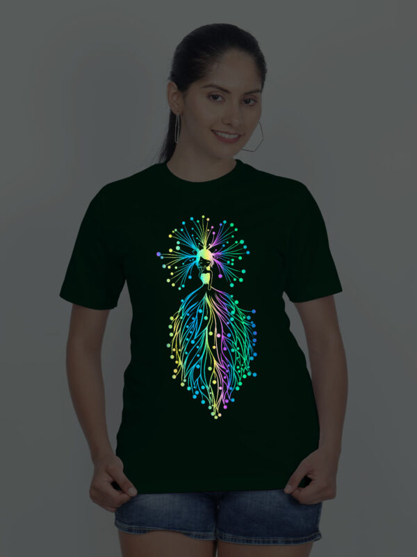 Bgreen Cotton Angle Girl Rainbow Women T-shirt