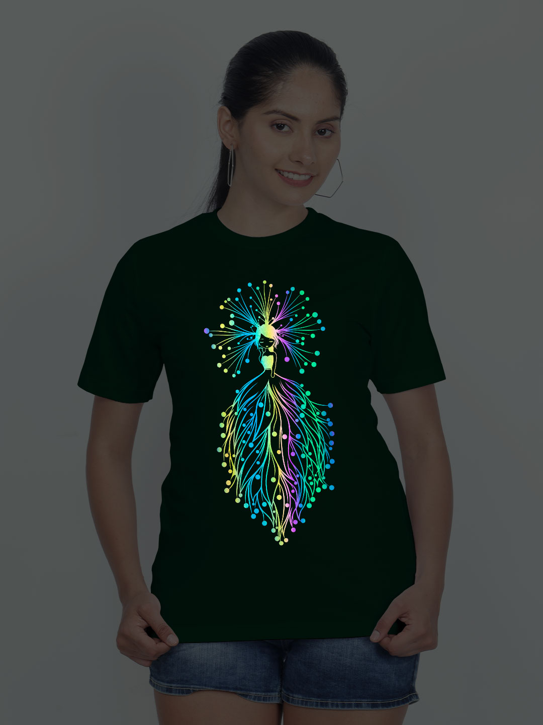 Bgreen Cotton Angle Girl Rainbow Women T-shirt