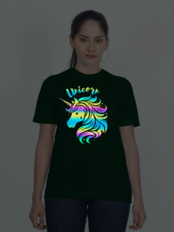 Bgreen Cotton Unicorn Rainbow Women T-shirt