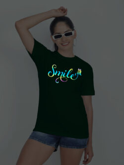 Bgreen Cotton Smile Butterfly Rainbow Women T-shirt