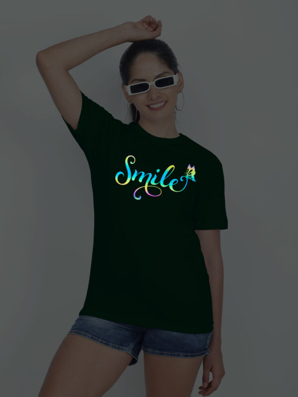 Bgreen Cotton Smile Butterfly Rainbow Women T-shirt