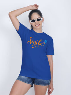 Rblue Cotton Smile Butterfly Women T-shirt
