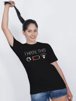Black Cotton I Hate This Women T-shirt