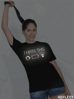 Black Cotton I Hate This Reflective Women T-shirt