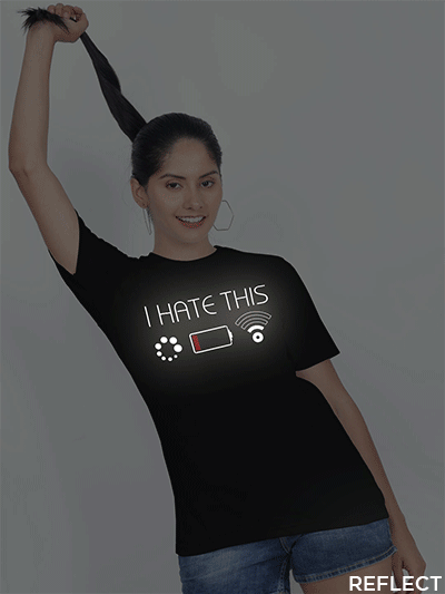 Black Cotton I Hate This Reflective Women T-shirt