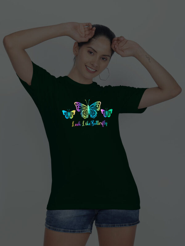 Bgreen Cotton Look Like Butterfly Rainbow Women T-shirt