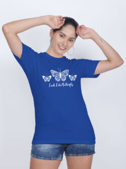 Rblue Cotton Look Like Butterfly Women T-shirt