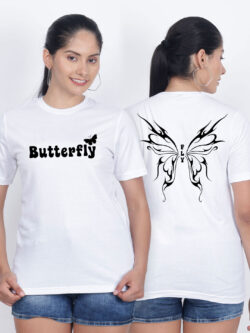 White Cotton Butterfly Wings Women T-shirt