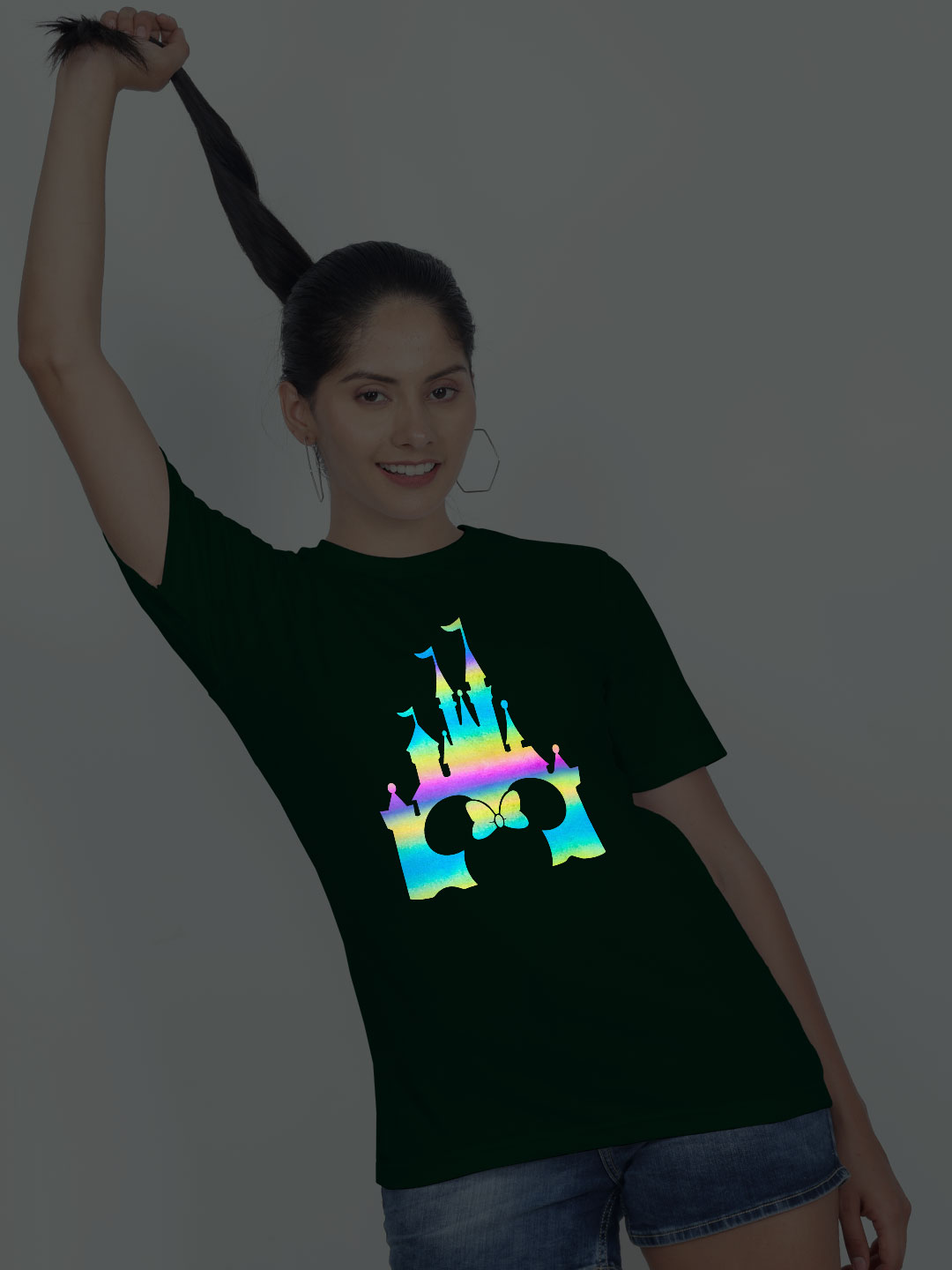 Bgreen Cotton Disney Minni Castle Rainbow Women T-shirt