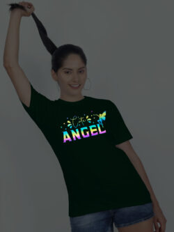 Bgreen Cotton Cute Angle Rainbow Women T-shirt
