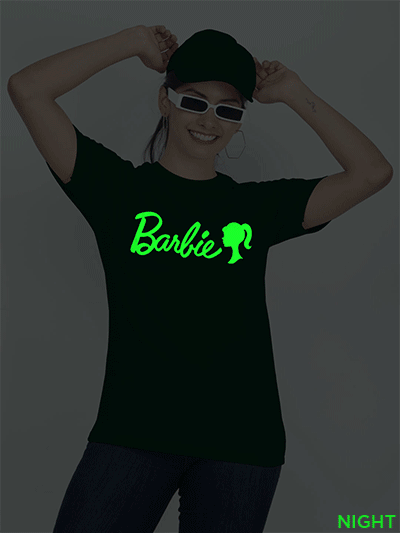 Bgreen Cotton Barbie Glow in Dark Women T-shirt