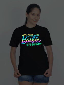 Black Cotton Come on Barbie Rainbow Women T-shirt