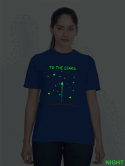 Rblue Cotton Pilot to the Stars Glow in Dark Women T-shirt