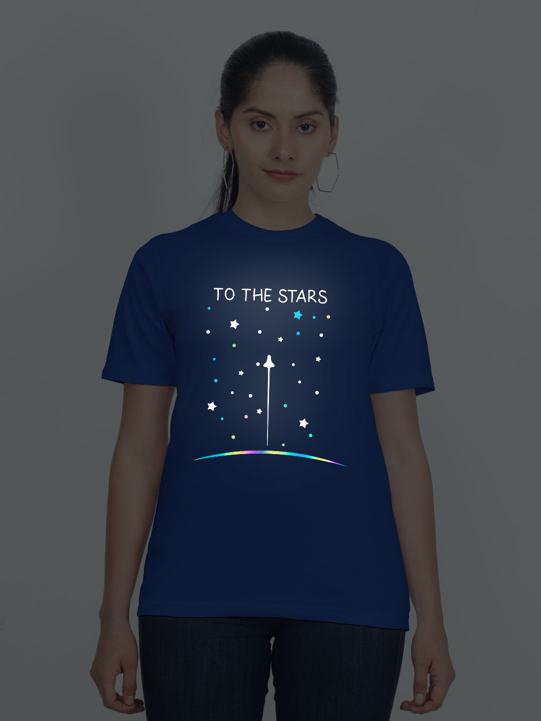 Rblue Cotton Pilot to the Stars Rainbow Women T-shirt