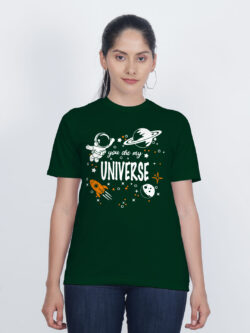 Bgreen Cotton Astronaut Universe Women T-shirt