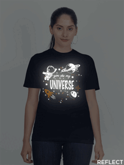 Nblue Cotton Astronaut Universe Reflective Women T-shirt