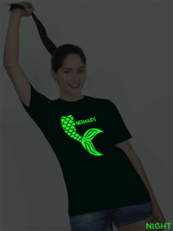 Bgreen Cotton Mermaid Squad Glow in Dark Women T-shirt