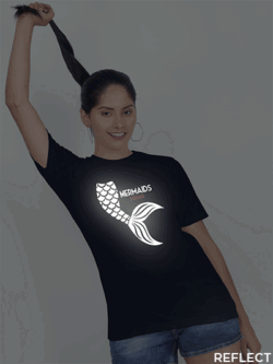 Nblue Cotton Mermaid Squad Reflective Women T-shirt