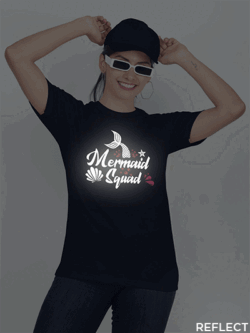 Nblue Cotton Mermaid Squad Tail Reflective Women T-shirt