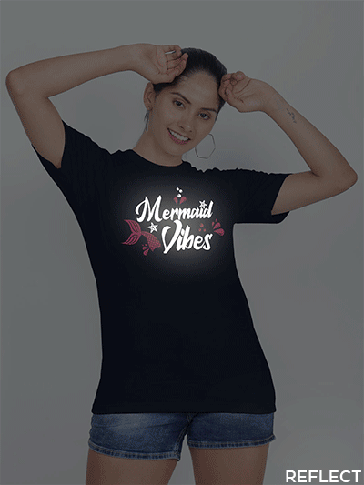 Nblue Cotton Mermaid Vibes Reflective Women T-shirt