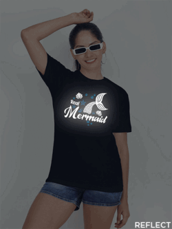 Nblue Cotton Real Mermaid Reflective Women T-shirt