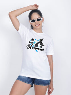 White Cotton Real Mermaid Women T-shirt