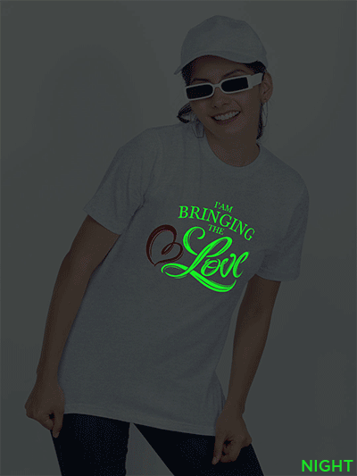 Grey Cotton Bringing the Love Glow in Dark Women T-shirt