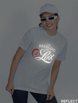 Grey Cotton Bringing the Love Reflective Women T-shirt