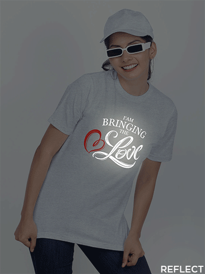 Grey Cotton Bringing the Love Reflective Women T-shirt