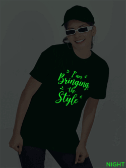 Bgreen Cotton Bringing the Style Glow in Dark Women T-shirt
