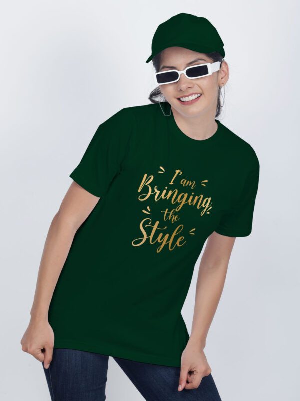 Bgreen Cotton Bringing the Style Gold Printed Printed Women T-shirt
