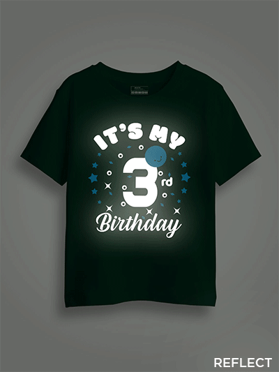 Bgreen Cotton My 3rd Birthday Reflective Kids T-shirt