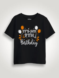 Black Cotton My 9th Birthday Kids T-shirt