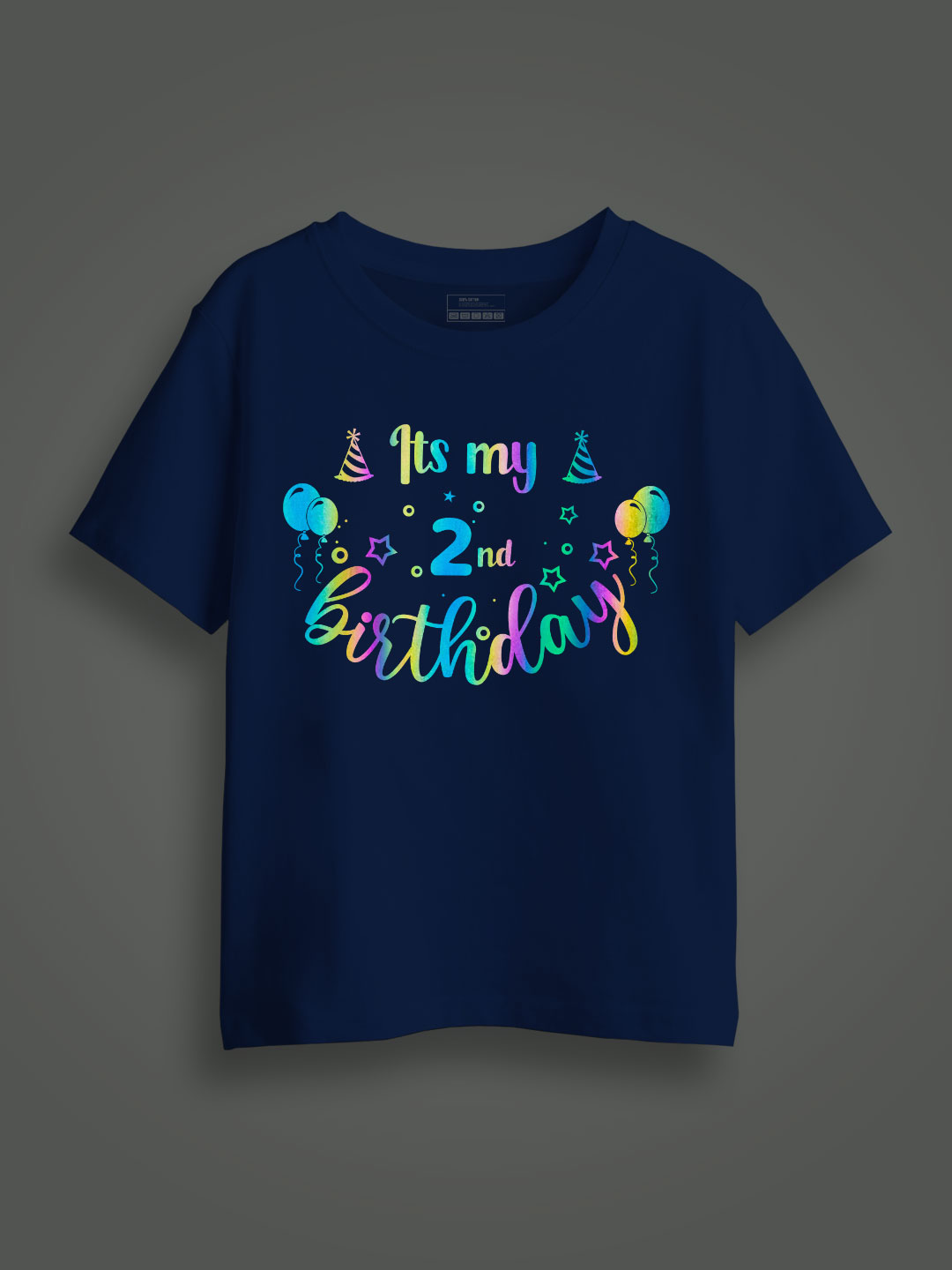 Rblue Cotton My 2nd Birthday Rainbow Reflective Kids T-shirt