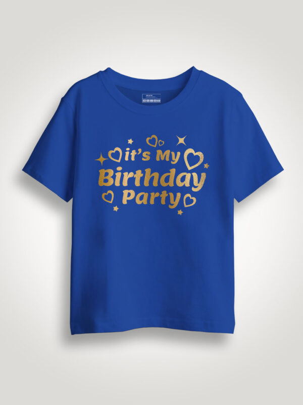 Rblue Cotton It's my Birthday Party Gold Printed Kids T-shirt