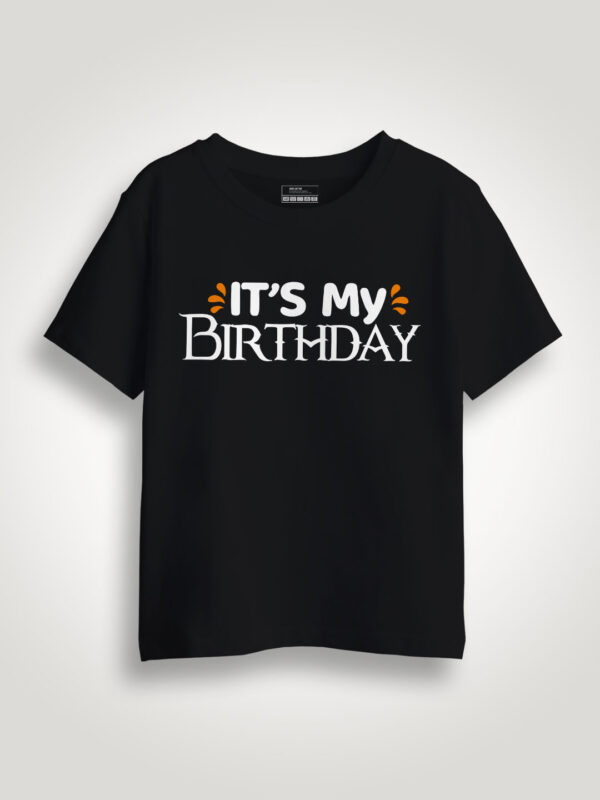 Black Cotton It's my Birthday Kids T-shirt
