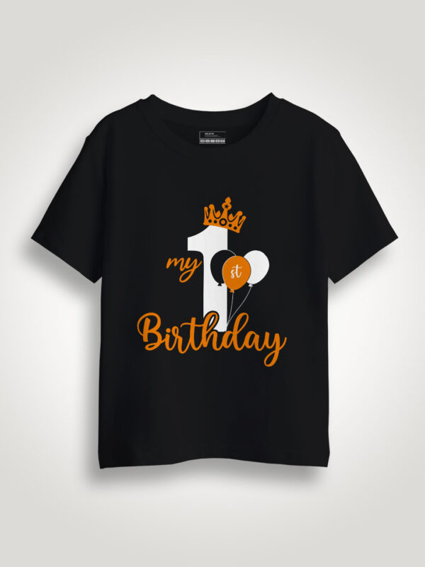 Black Cotton Birthday Crown Kids T-shirt
