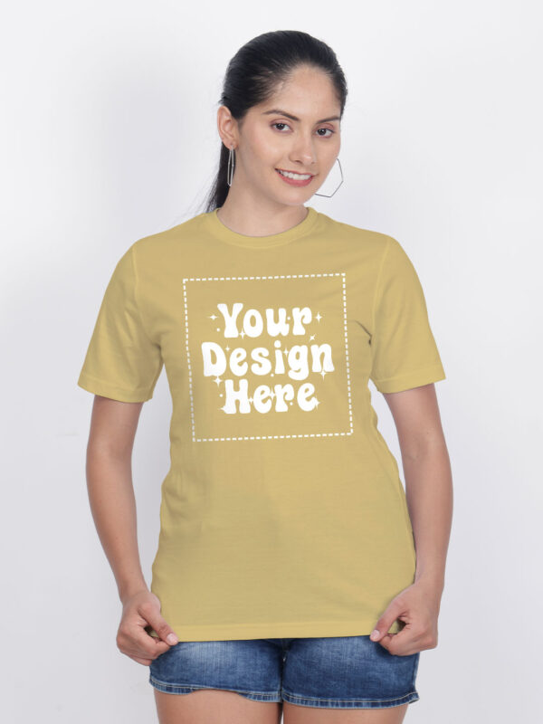 Customize Night Glow Women Beige Tshirt - Image 4