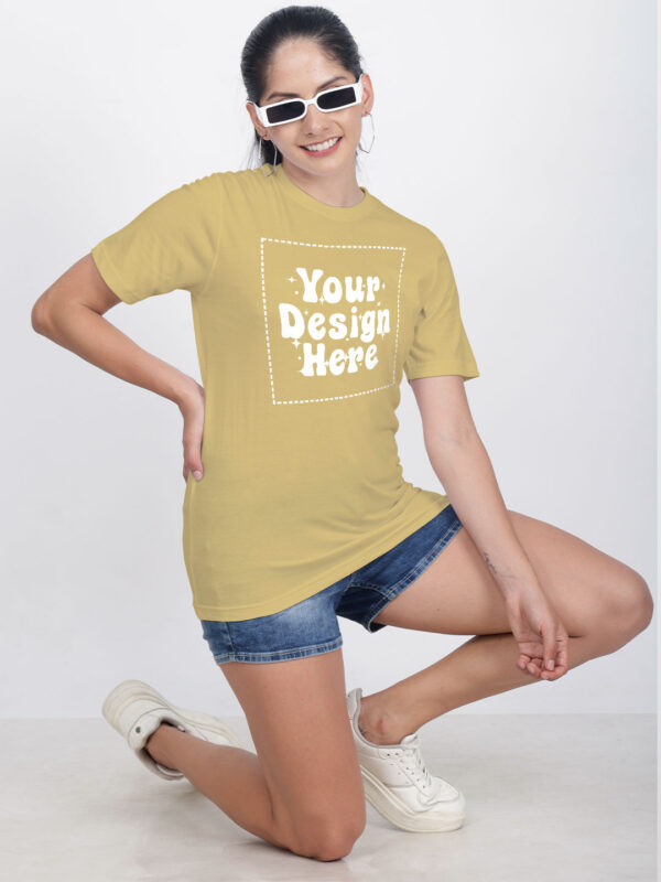 Customize Night Glow Women Beige Tshirt - Image 2