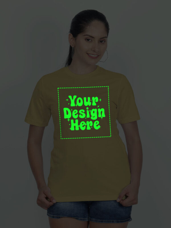 Customize Night Glow Women Beige Tshirt - Image 1