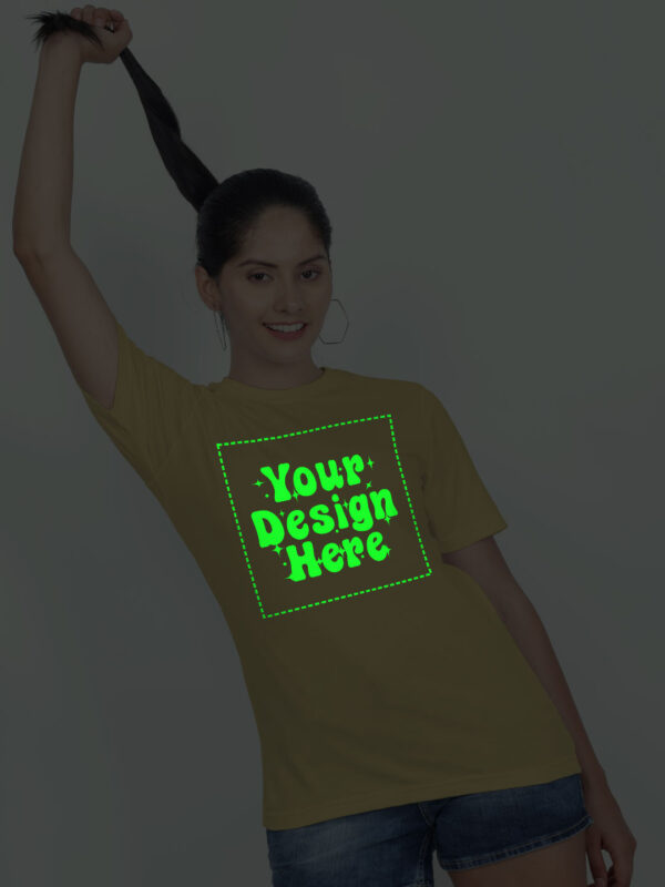 Customize Night Glow Women Beige Tshirt - Image 3