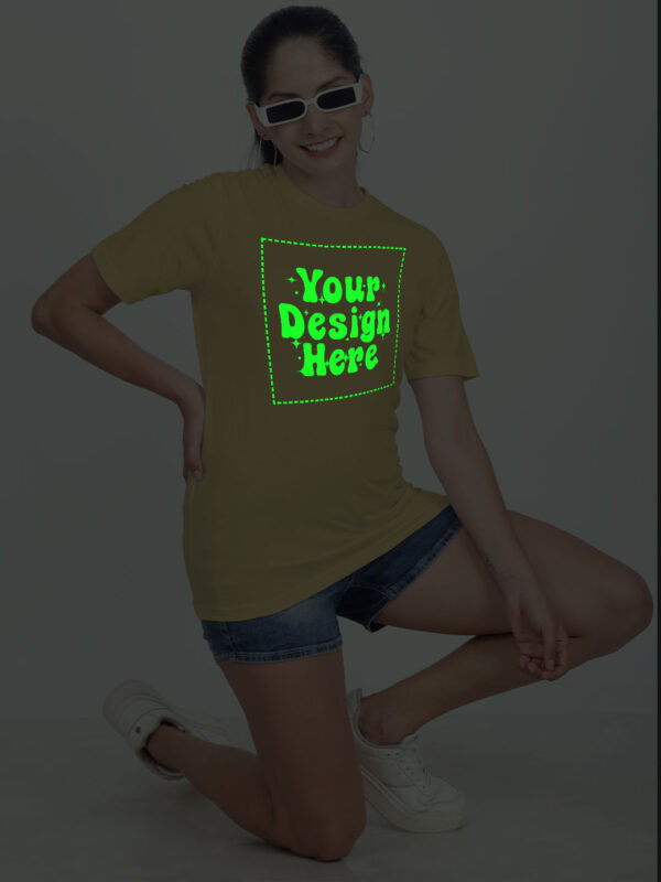 Customize Night Glow Women Beige Tshirt - Image 7