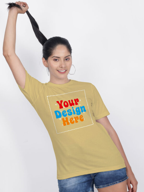 Women Beige Customize Printed T-shirt - Image 2