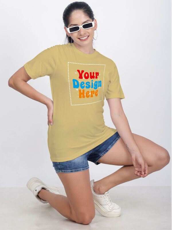 Women Beige Customize Printed T-shirt - Image 3