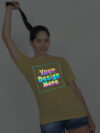 Beige Rainbow Reflective Women Customize Tshirt - Image 3