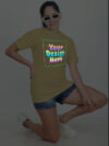 Beige Rainbow Reflective Women Customize Tshirt - Image 5