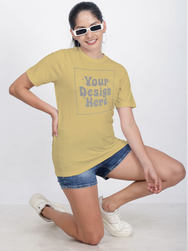 Customize Reflective Women Beige Tshirt - Image 2
