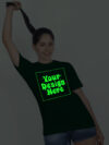 Customize Night Glow Women Bottle Green Tshirt - Image 3