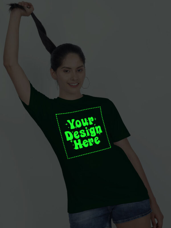 Customize Night Glow Women Bottle Green Tshirt - Image 3